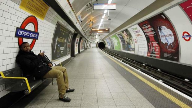 Train in vain: A passenger waits for an Oxford Circus connection that isn't coming.