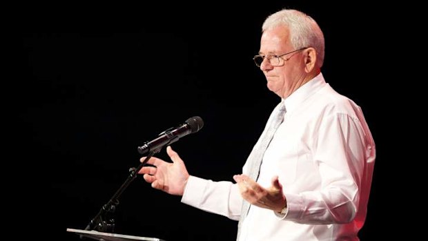 Time for change: Michael Christie speaks at the funeral of his son Daniel Christie at Hillsong Convention Centre.