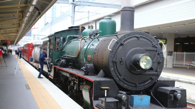 BRISBANE, AUSTRALIA - AUGUST 26:  Steam train at the Brisbane Open House launch on August 26, 2015 in Brisbane, Australia.  (Photo by Chris Hyde/Fairfax Media)