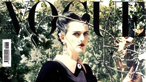 Stella Tennant gracing the cover of Italian Vogue.