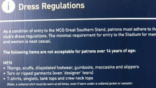 No April Fools' prank and "no moccasins" for football fans at the MCG's Great Southern Stand.