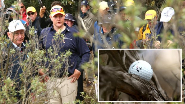 Lyle came unstuck on the ninth hole with his ball being wedged in a tree.