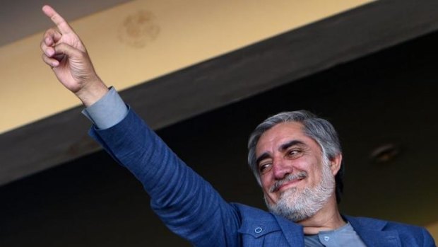 Pointing the way: Afghan presidential candidate Abdullah Abdullah.