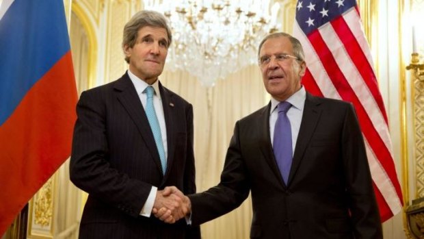 US Secretary of State John Kerry and Russian Foreign Minister Sergey Lavrov in Paris.