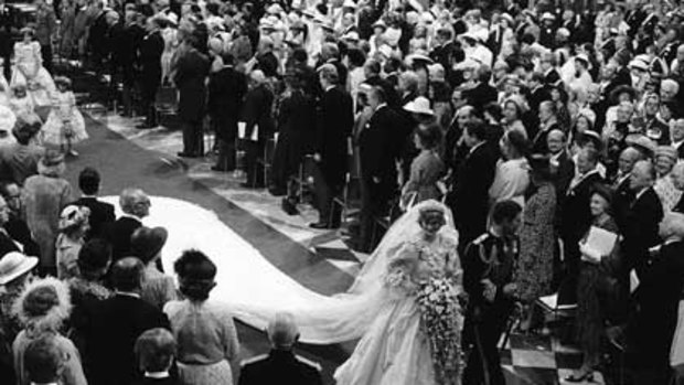Which church... the late Lady Diana Spencer, Princess of Wales, walks down the aisle with Prince Charles after their wedding at London's St. Paul's Cathedral in 1981.