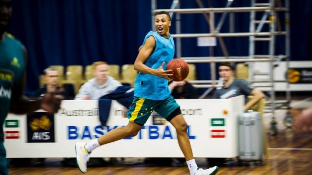 Uninjured: Dante Exum in training for the upcoming World Cup last month.