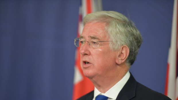 British Secretary of State for Defence Michael Fallon speaking in Sydney on Friday.