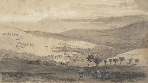 Nicholas Chevalier's 1862 watercolour of Louttit Bay.