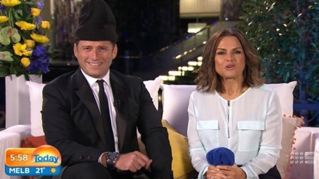 Karl Stefanovic wears a beanie on the Today show.