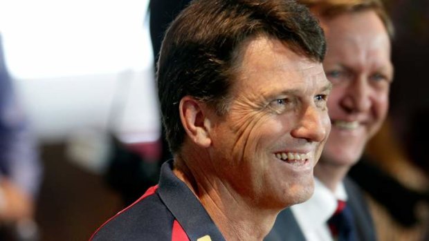 Paul Roos is all smiles as he is introduced as the new coach of Melbourne Football Club.