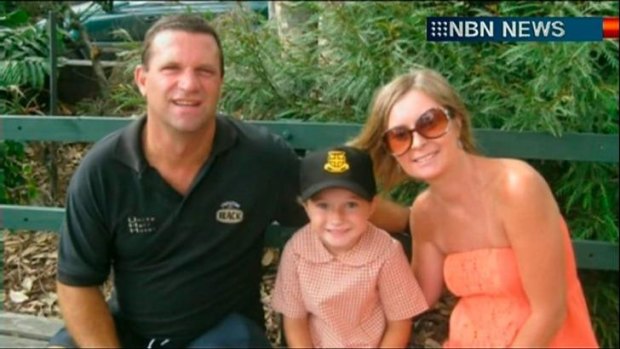 Killed: former Balmain Tigers winger Gary Mara with his family.