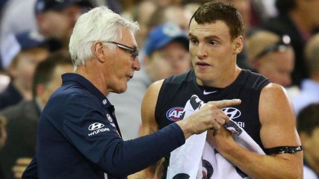 Blue times: Mick Malthouse with Mitch Robinson.