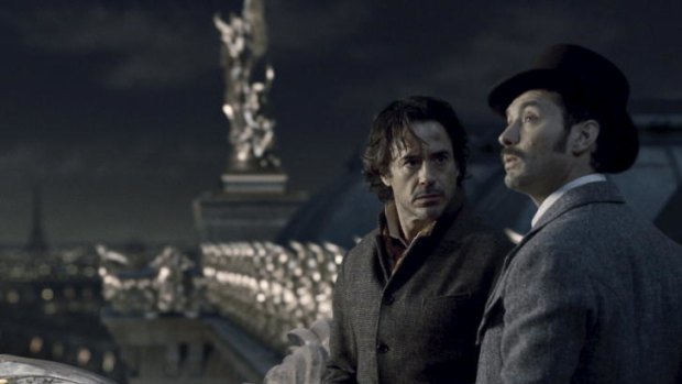 "I say, Have you seen <i>The Pick-up Artist</i> by any chance, have you?": Detective Sherlock Holmes (Robert Downey Jr, left) dscusses the finer points of a messy plot with Dr Watson (Jude Law) in Guy Ritchie's terrible <i>Sherlock Holmes: A Game of Shadows</i>.