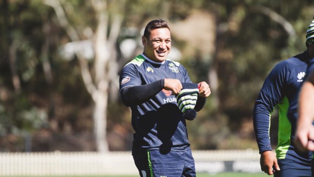 Josh Papalii at training for the Canberra Raiders.