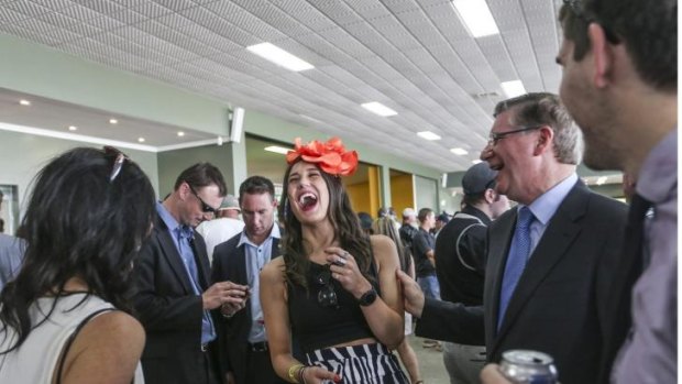 Punters' pal: Premier Dennis Napthine charms the ladies at the Avoca Cup.