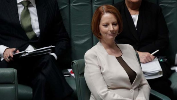 Prime Minister Julia Gillard during Question Time at Parliament House Canberra yesterday.