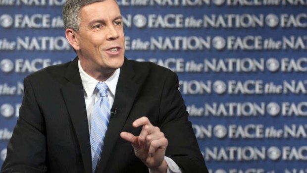 Education Secretary Arne Duncan ... ''We don't have any ability with dumb cuts like this to figure out what the right thing to do is.''
