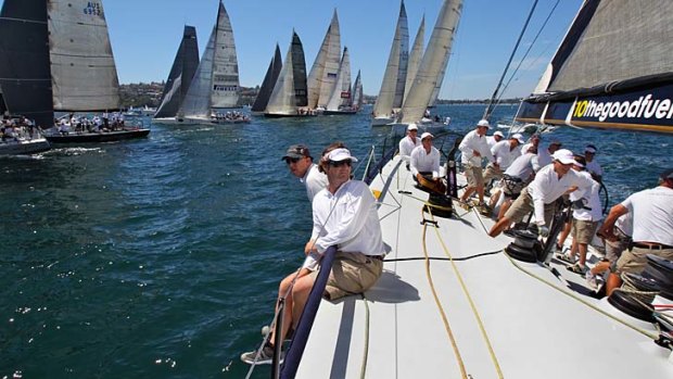 The crew on board Lahana at the start of race 2 of the CYCA-Trophy Passage Series.