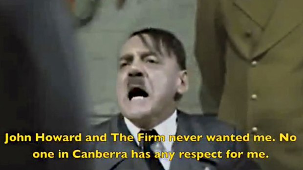 Furore...a screen grab from the YouTube attack on federal Liberal MP Alex Hawke