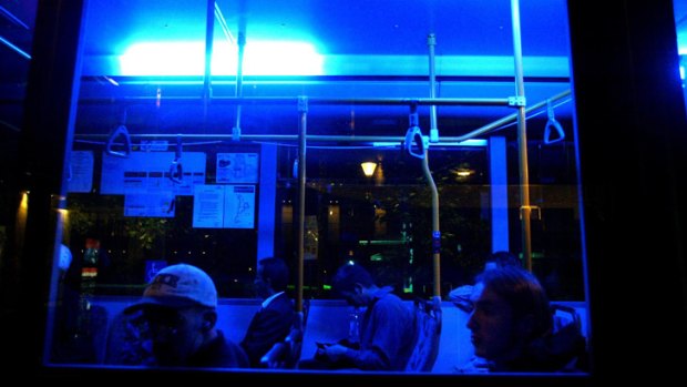 Long way home: A NightRider bus on Swanston Street takes passengers to Frankston.