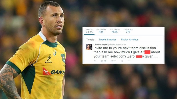 X-rated: Quade Cooper's mysterious tweet.