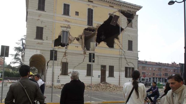 Damage &#8230; the town hall building near Ferrara. Photo: Reuters