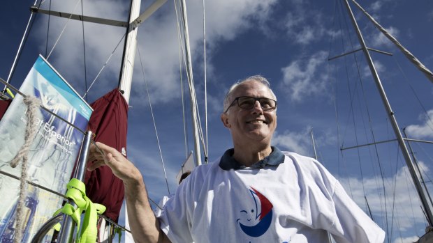 Malcolm Turnbull at the launch of the faceboat campaign for Sailors with disABILITIES held in Sydney on Sunday.