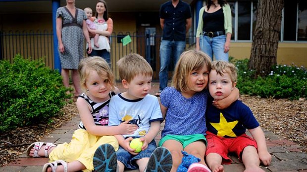 Where next? Edie Shore, Max McGowan and Jess and Ben Scharpenack may be the innocent victims of changes to childcare.