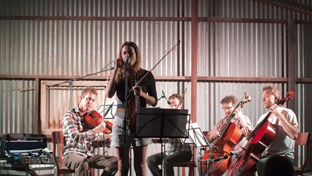 Members of the ACO perform in the shearing shed at Gnaraloo Station.