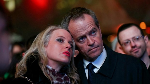 Bill Shorten and wife Chloe during a vigil for victims of the Orlando shootings, at Federation Square in Melbourne.