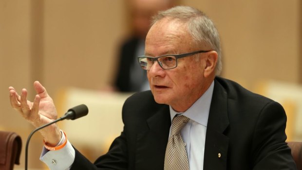 Outgoing WestConnex chairman Tony Shepherd fronts a Senate committee as chair of the federal Government's Commission of Audit