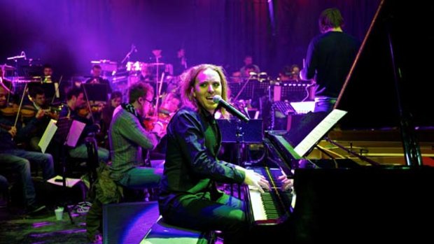 Ready to go ... Tim Minchin rehearsing in London, where he fills the biggest venues with his eclectic mix of comedy and song.