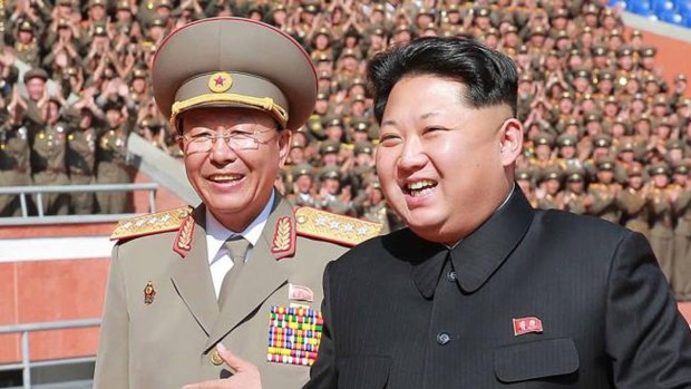 North Korean leader Kim Jong-un with army chief of staff Ri Yong-Gil (right) who has reportedly been executed. 