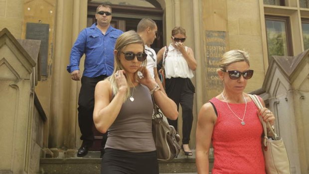 Michelle Loveridge (second from right), along with family and friends, leaves the NSW Supreme Court after the sentencing of her son Kieran Loveridge.