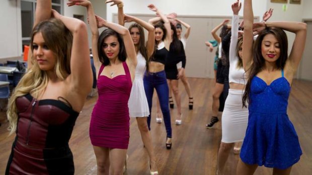 High hopes: Miss Lebanon Australia entrants practise their moves.