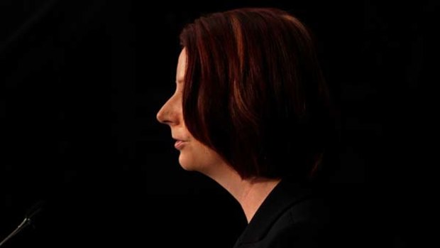 The Prime Minister, Julia Gillard, on the first full day of the election campaign.
