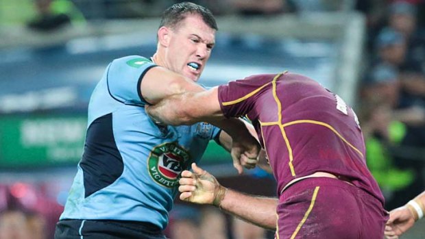 Swing and a hit:  Paul Gallen scraps with Nate Myles.