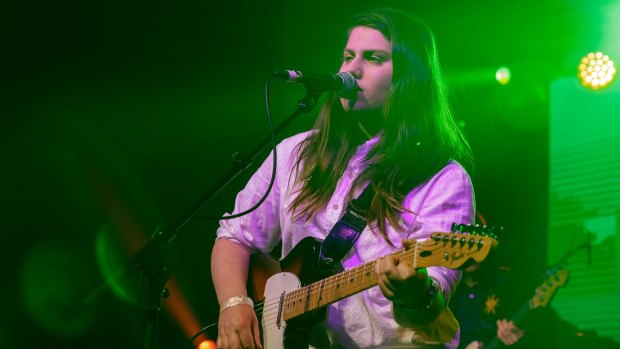 Alex Lahey performs with the EG AllStars during the 2016 The Age Music Victoria Awards, at 170 Russell, Melbourne. November 16th 2016. Photo: Daniel Pockett