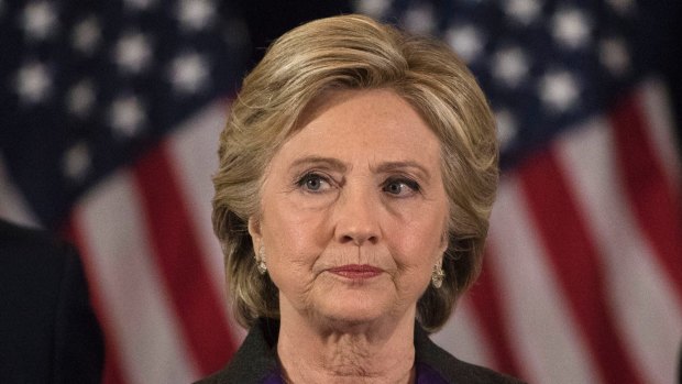 Hillary Clinton pauses while speaking in New York where she conceded to Donald Trump.