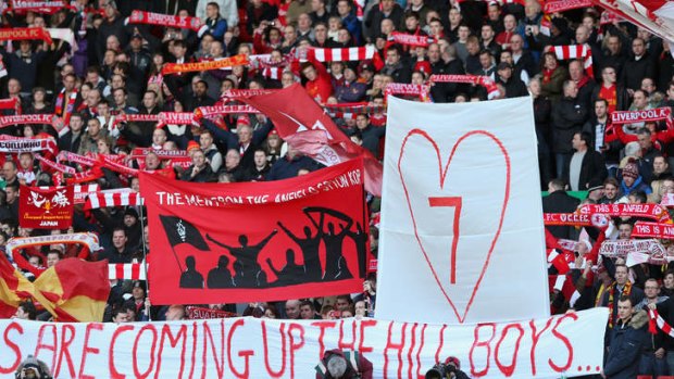 Liverpool fans show their favourite Uruguayan the love.