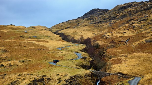 The Hardknott pass, one of the steepest roads in England with a gradient of 1 in 3 (33%).