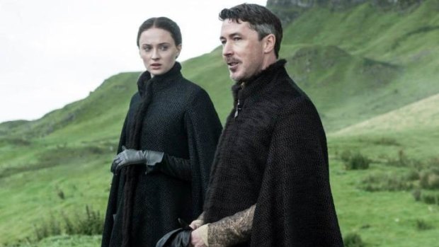Sansa Stark and Littlefinger in season five of Game of Thrones. 