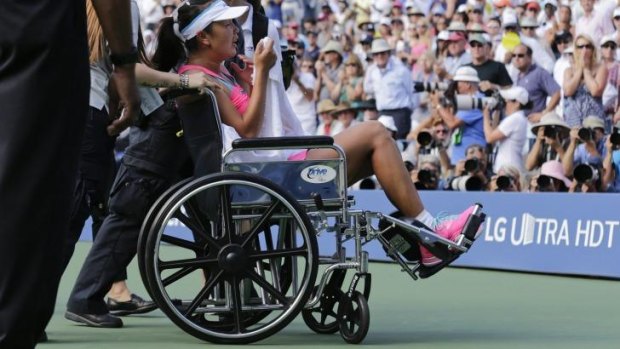 Peng Shuai was taken from the court after suffering in the extreme heat.