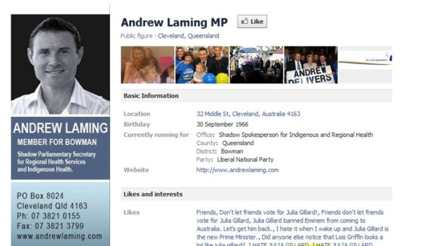 A screenshot of Andrew Laming's Facebook page this week with some of the groups he's a fan of.