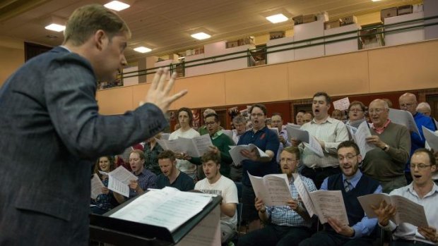 Andrew Wailes  with the Royal Melbourne Philharmonic choir.