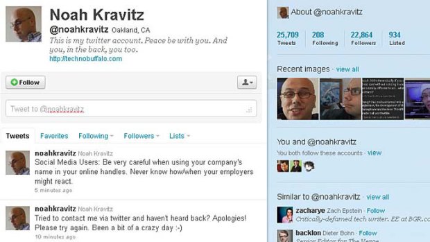 Noah Kravitz's Twitter account.