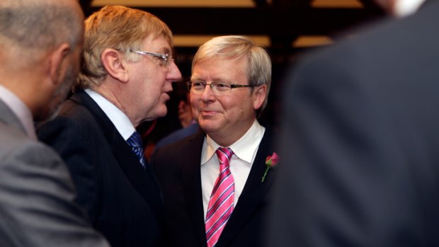 Rudd with cabinet supporter Martin Ferguson.