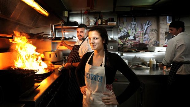 Renee Elliott, 17, with MoVida’s Frank Camorra (left), will begin a full-time cooking apprenticeship at Camorra’s hit restaurant if she wins enough votes on Facebook.