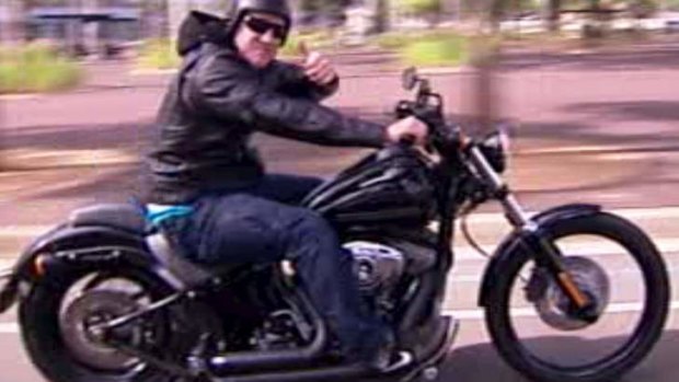 Hell for leather: Paul Gallen rides his Harley-Davidson out of ANZ Stadium yesterday.