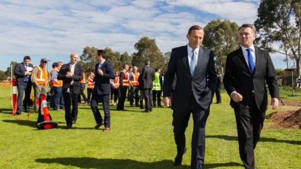 Community expectations put pressure on governments: Prime Minister Tony Abbott with the Federal Member for Mayo, Jamie Briggs.